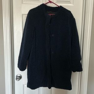 GAP blue zip/snap Sherpa teddy bear coat